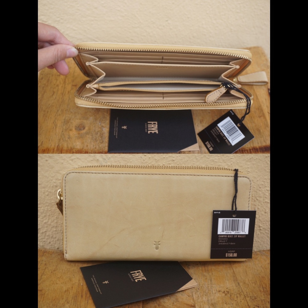 New FryeCampus Rivet Zip Leather Wallet - Picture 5 of 7